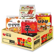 농심 신라면 120g x 5p + 안성탕면 125g x 5p + 얼큰 너구리 120g x 5p + 짜파게티 140g x 5p, 20개