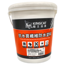 KINGCAT 貓王油漆 寶纖維防水漆 水性環保 抗拉強度 耐紫外線 抗霉變, 百合白, 3.7L, 1桶