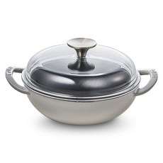 EJIRY 電磁爐用黑鐵高圓頂雙耳小炒鍋, 1個, 20cm, 艾灰色