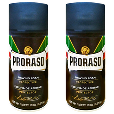 PRORASO 藍標 刮鬍泡 舒緩防護 含蘆薈維生素E 深層保濕滋潤, 300ml, 2罐