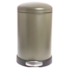 HOLA 和樂家居 奧可利緩降踏式霧面金屬垃圾桶, 圓形灰綠色