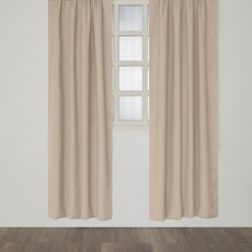 HOLA 和樂家居 查莉三明治遮光織紋落地窗簾, 芒草棕