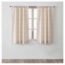 HOLA 和樂家居 艾禮思橫條緹花半腰窗簾 2.4kg, 芒草棕