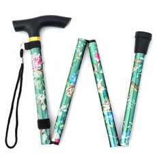 Dr.펠리스제이 접이식 꽃무늬 어르신 지팡이, 그린, 1개