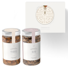 띵넛 02 복이 들어온다 2구 2호 견과 아몬드 + 호두 + 쇼핑백 선물세트, 1세트