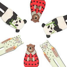 Riere 可愛動物園可彎曲磁鐵口罩掛勾 6款, 熊貓, 貓頭鷹, 海狸, 1套