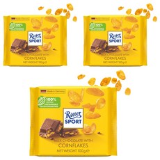 Ritter Sport 玉米片牛奶巧克力, 100g, 3包