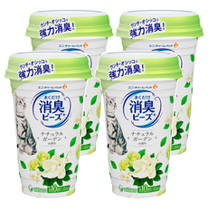 유니참 고양이 뿌려쓰는 비즈 탈취제 네추럴 그린향, 450ml, 4개