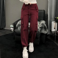 PEONIST 女款口袋工裝寬褲