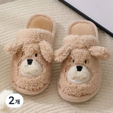 ARTJOY 小熊絨毛拖鞋, 2個, 棕色