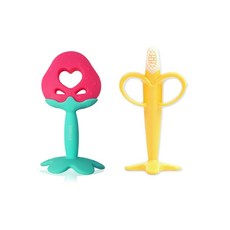 베이비앤아이 실리콘 치발기 딸기 + 바나나, 혼합색상, 1세트