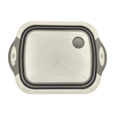 ROYALLIN 蘿林嚴選 多功能洗菜盆瀝水籃切菜板, 可折疊設計，節省居家空間, 煙白色, 30 x 20 x 5cm, 1個