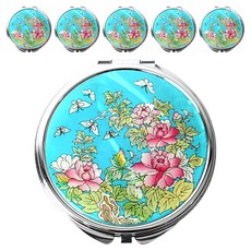 螺鈿漆器貝殼圓形手拿鏡, 牡丹花, 6個