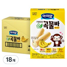아이얌 구워만든 순곡물바, 바나나, 40g, 18개