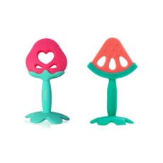 BABY&I 水果造型矽膠固齒器, 西瓜款+草莓款, 混色, 1組