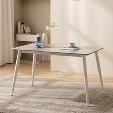 잉글랜더 수플레 통세라믹 식탁 방문설치, 그레이(상판), 화이트(다리), 4인용