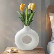 조인메이드 도넛 모양 인테리어 장식 꽃병, 화이트