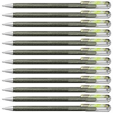 Pentel 飛龍文具 Hybrid 雙金屬光澤裝飾筆 1.0mm K110-DMZX, 1個, 銀色 + 金屬銅色 + 綠色