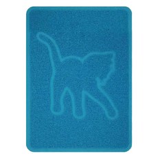 Pets city 寵物用落砂墊 貓印藍 柔軟材質呵護貓咪肉球 易於清潔 保持居家清潔, 480 x 350mm, 1個