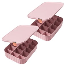 미빌 홈 모던 정리 수납 박스 양말 15칸, 핑크, 2개