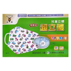 淨新科技 超立體兒童口罩 3D-細耳, 藍底藍熊, 50片, 1盒