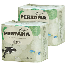 PERTAMA 紙包裝天然紙漿3層高級捲筒衛生紙, 27m, 8入, 2個