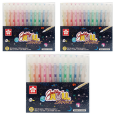 GELLY ROLL 櫻花星塵12件組1.0mm, 3組, 托帕石黃、褐瑪瑙橙、珍珠粉、紫水晶紫、蛋白石綠、測驗藍、鑽石銀、寶石紅、石榴紅、海藍寶石藍、翠綠、透明