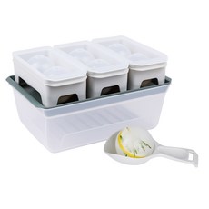 incoc 巨型冰塊模具3種 + 儲存盒 + 冰杓套組, 奶油米色, 1個