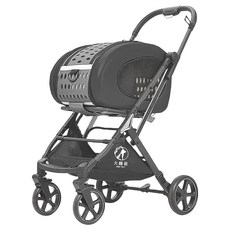 ABC PET 大聯萌 太空艙可拆卸寵物推車 外出折疊推車 附可調節肩帶 高50cm*長35cm*厚30cm 1.45KG, 深灰色, 1個