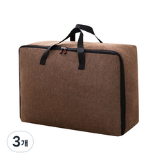 마켓에이 코튼 린넨 이동식 이불 정리함 2XL, 브라운, 3개