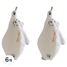 바른리빙 베어 핸드타월, 화이트, 6개