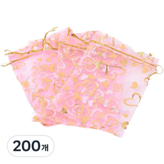 마켓감성 브론징 하트 메쉬 포장백 7 x 9 cm, 200개, 핑크