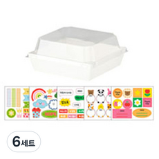데이젤 내맘대로 DIY 정사각대 도시락 화이트 12 x 11 x 6.5 cm 5p + 커스텀 스티커 5종 세트, 6세트