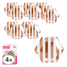 파티쇼 스트라이프접시 20cm 6p, 메탈릭로즈골드, 4개