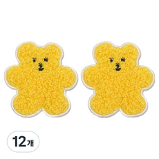 동대문단추왕 열접착식 자수 동물 보슬이젤리곰 와펜 패치, 옐로우, 12개