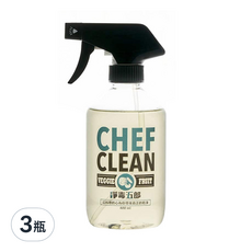 CHEF CLEAN 淨毒五郎 蔬果清潔劑噴頭罐, EcoCert認證, 植物來源, 溫和清潔, 節省用量, 400ml, 3瓶
