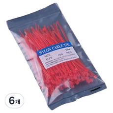 彩色多用途高強度束線帶 100入 TCT-200, 紅色, 6個