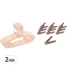 agazzang 兒童衣架 10入+夾子 10入組, 粉紅色（衣架）、酒紅色（爪）, 2組