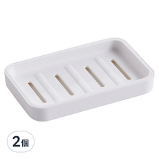 E.dot 簡約雙層瀝水肥皂盒 日式風格 瀝水孔洞 ABS材質 防水耐用, 白色, 2個
