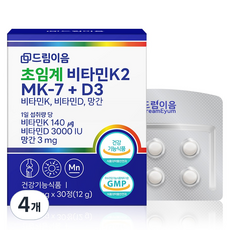 드림이음 초임계 비타민k2 메나퀴논 MK-7+D3 12g, 4개, 30정