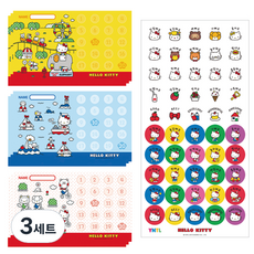 미니 칭찬스티커 헬로키티 3종 세트, 혼합 색상, 3세트