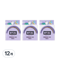 라인프렌즈 BT21 마스킹테이프 15mm, 코야, 12개