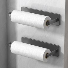 UT免打孔黏貼式多功能廚房紙巾架, 2個, 灰色