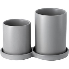 北歐現代風餐具筒2件組 + 底座, 灰色, 1個