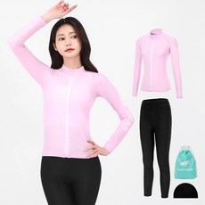 aquatica 女款防曬拉鍊上衣 AQAWJP23003 + 水上緊身褲 BK套組