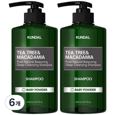 쿤달 딥 클렌징 지성 샴푸 베이비파우더향, 1.058L, 6개