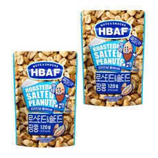 HBAF 넛츠 앤 스낵스 로스티드 앤 솔티드 땅콩, 120g, 2개