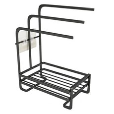 LL Living 壁掛式三層抹布掛架收納架, 黑色, 1個