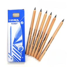 LYRA 兒童三角原木鉛筆 17.5cm, 原木色, 6支