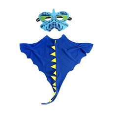 摩達客 COSPLAY派對變裝扮 兒童恐龍造型披風斗篷2件組 MH220702027 面具/斗篷, 藍色, 1組